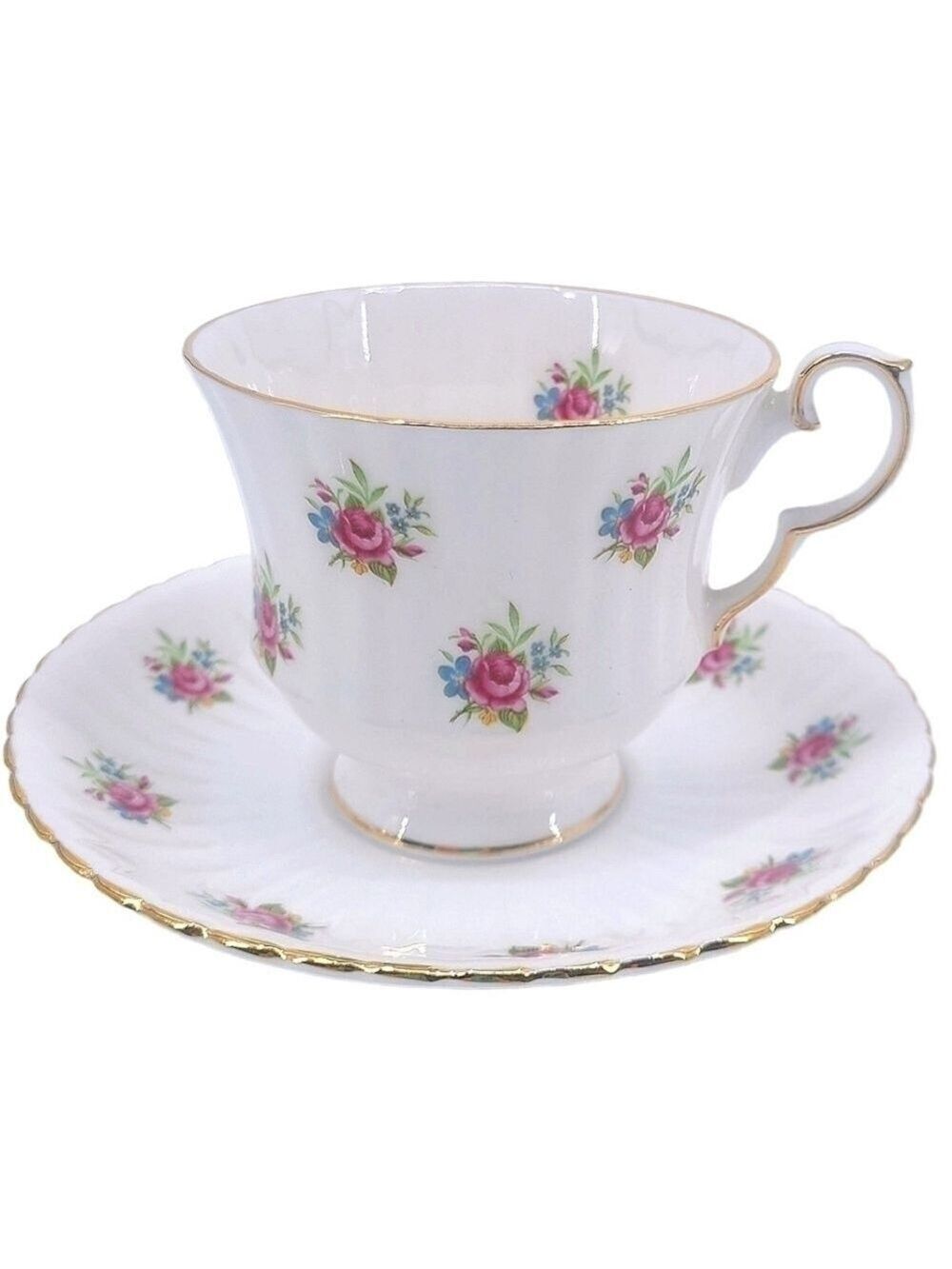 Royal Windsor • Danity Floral Bouquets Teacup and Saucer Fine China Set